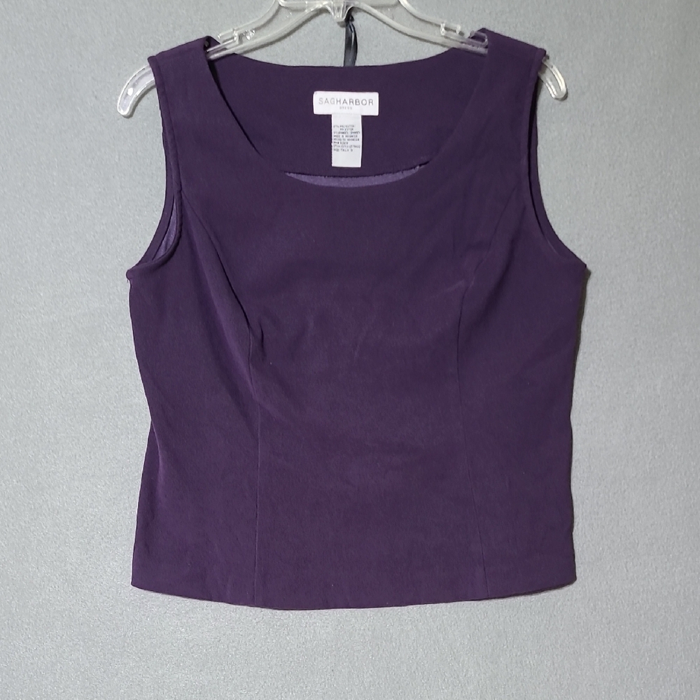 SAG HARBOR Purple Women's Fitted Sleeveless Tank‎ Top - Size 10